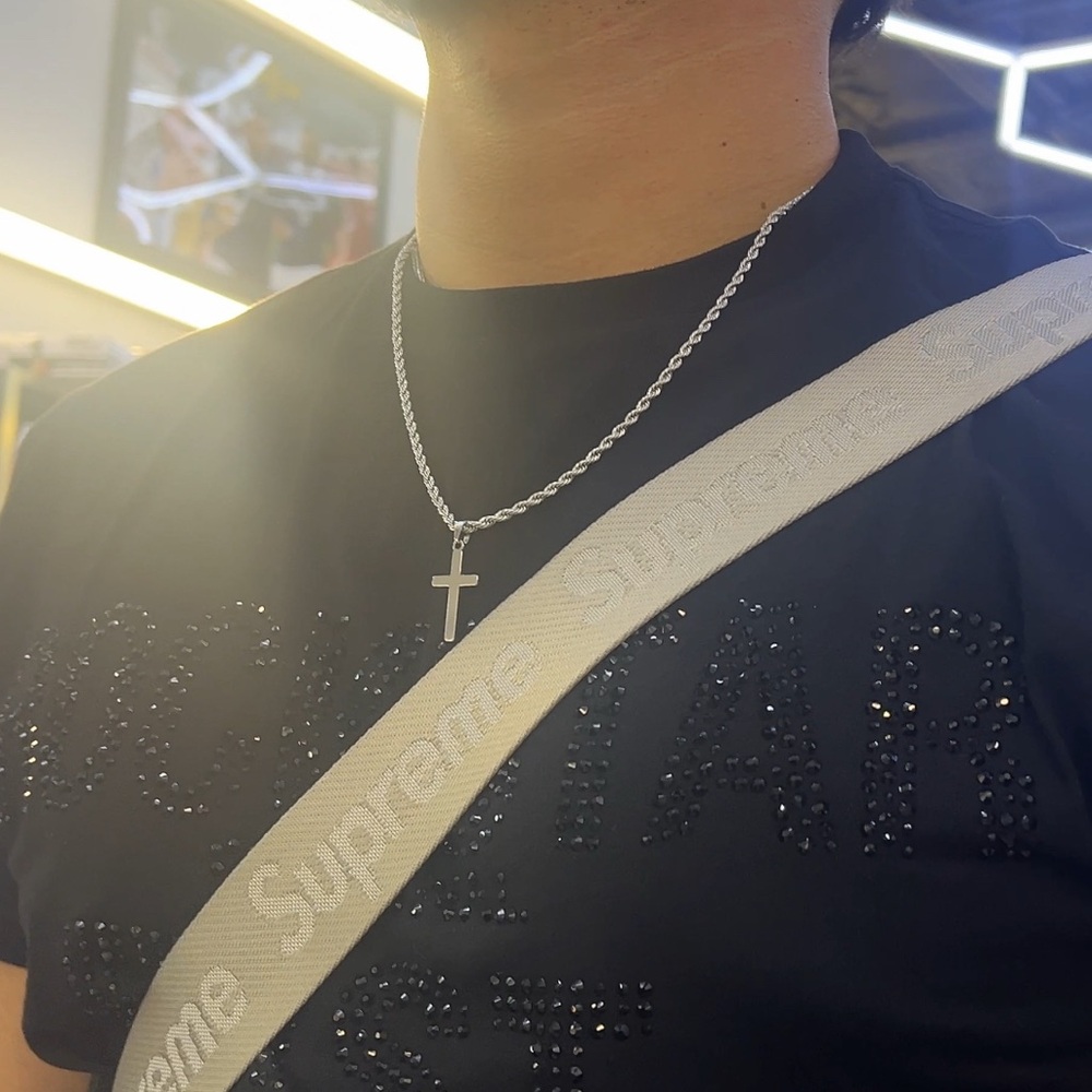 LNKS Silver Rope Chain with Cross